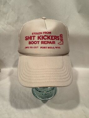 Mesh Back Western Trucker Hat Stolen From Sh*t Kickers Boot Repair Fort Bolo WYO